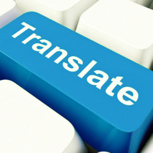 Translate Computer Key In Blue Showing Web Translator